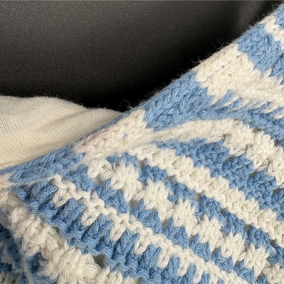 Hollister Women's Striped Knit Crop Top Size S Blue White Boho Festival Bohemian - Picture 7 of 9